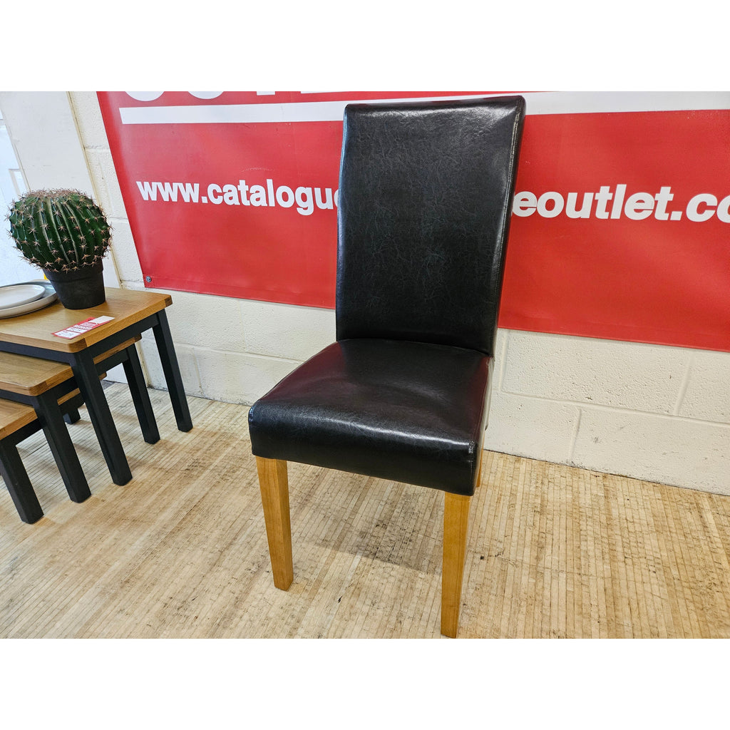 Pair of Black Leather Dining Chair - B Grade