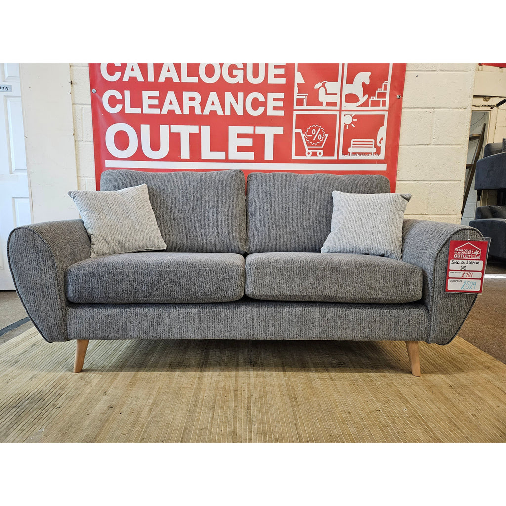 Sabrina 3 Seater Fabric Sofa - Grey / A Grade