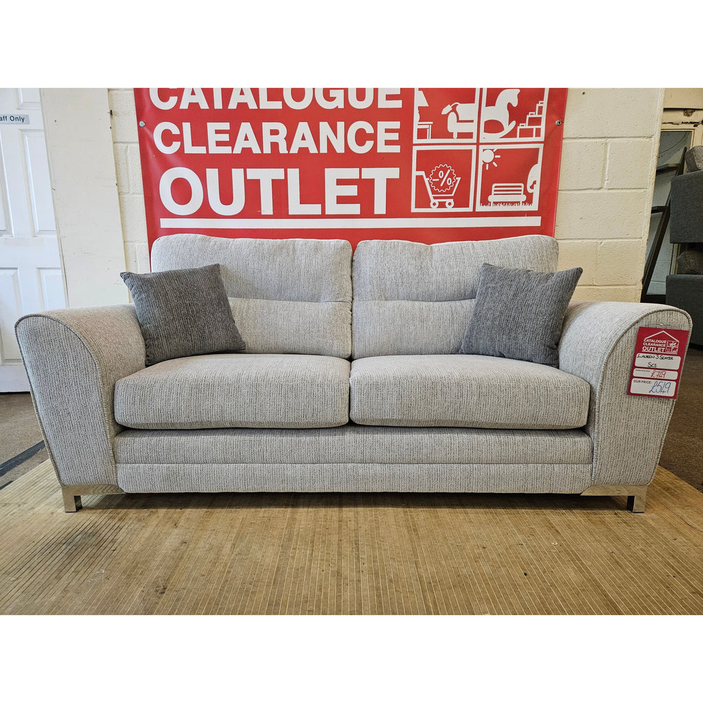 Lauren 3 Seater Fabric Sofa - Grey / A Grade