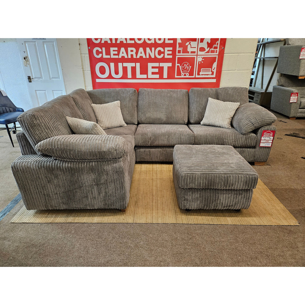 Melody Corner Sofa With Footstool - Taupe / A Grade