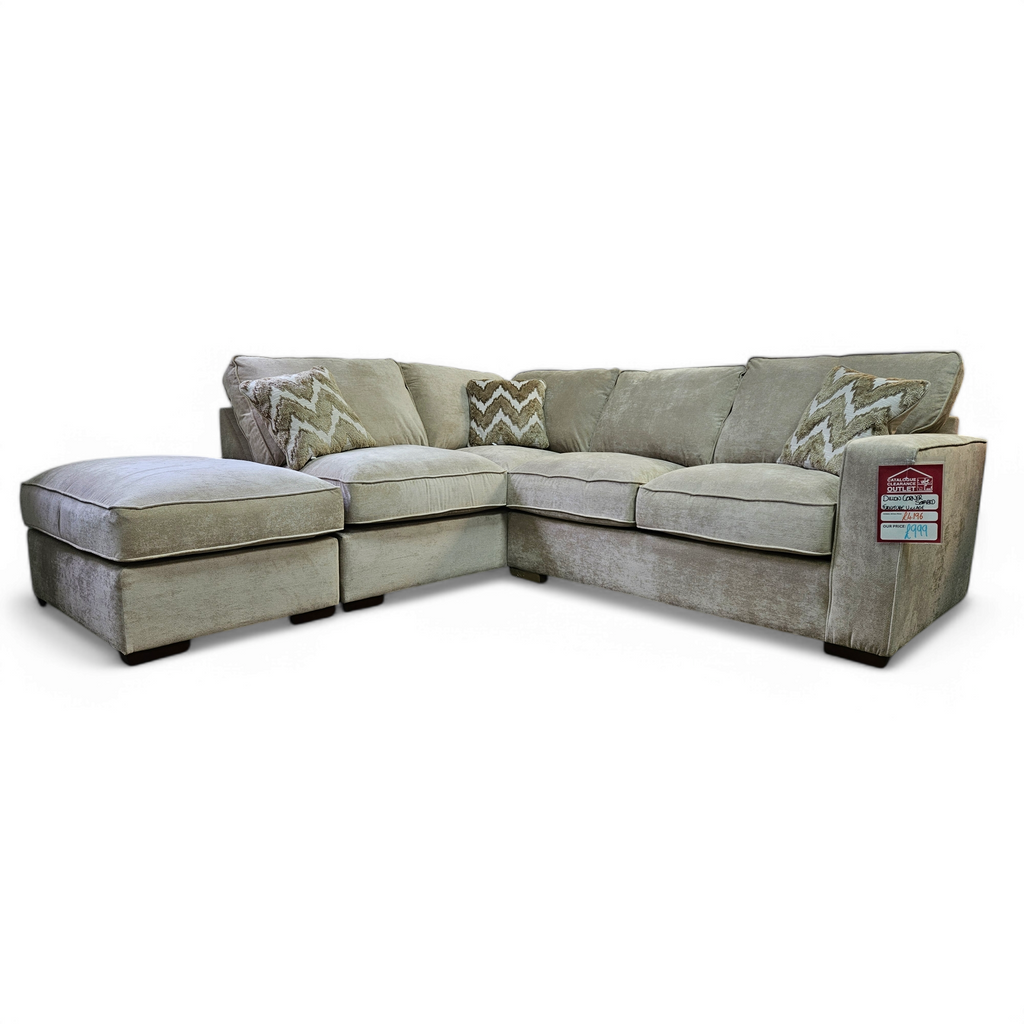 Dillon LHF Corner Sofa Bed With Footstool - Kingston Mushroom / A Grade