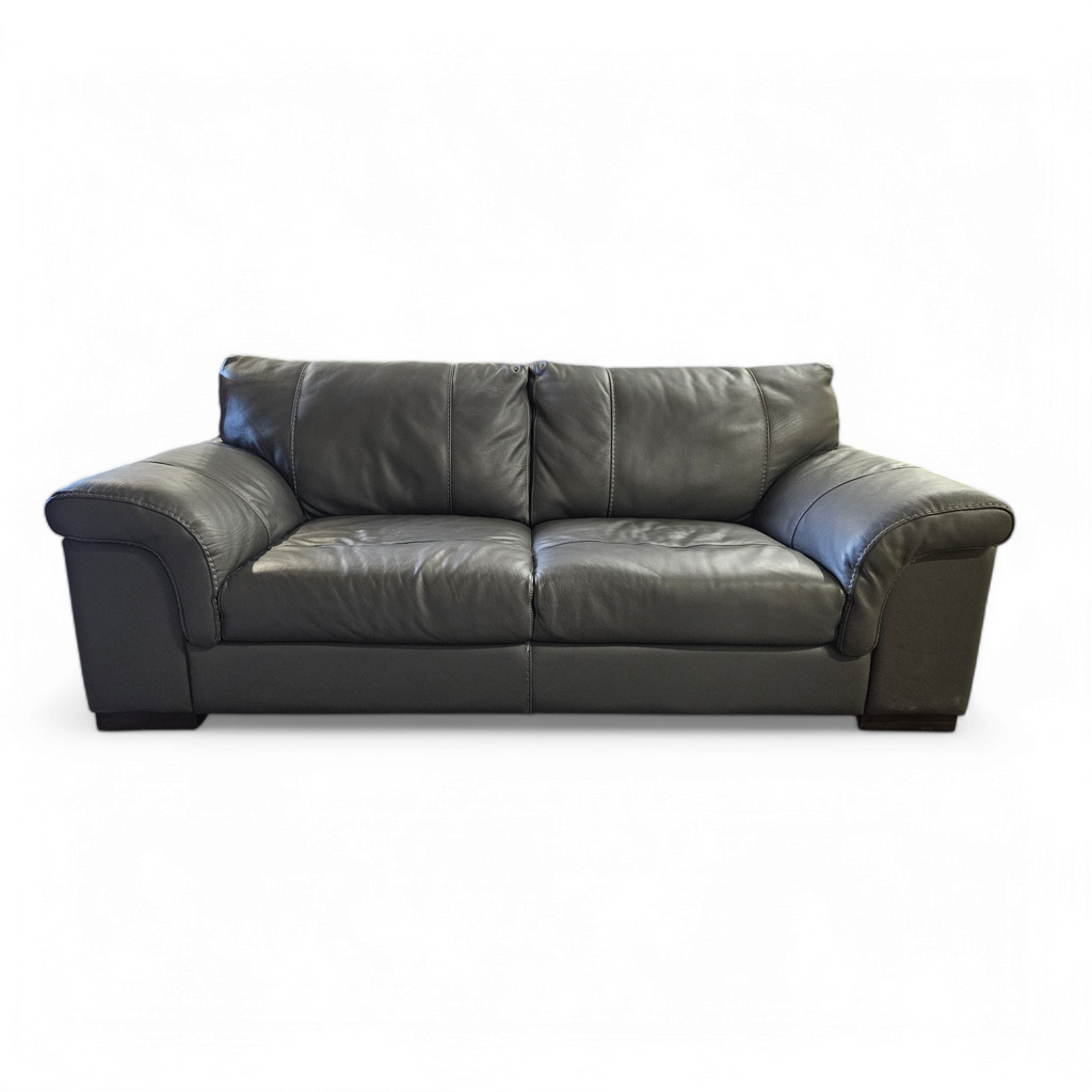 Guy Leather 3 Seater Sofa - Grand Canal Grey / B Grade