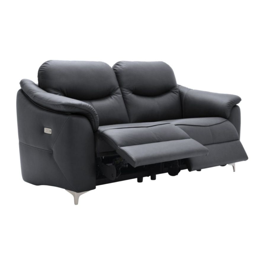 G Plan Jackson Leather 3 Seater Sofa - Cambridge Petrol Blue / B Grade