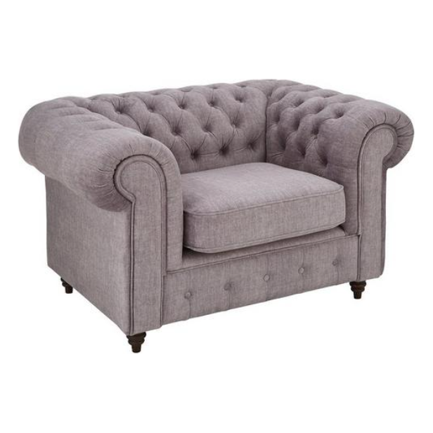 Laura Chesterfield Fabric Armchair - Grey / B Grade