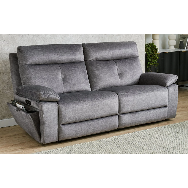 Ivana 3 Seater Fabric Power Recliner Sofa with USB Charging and Storage / B Grade