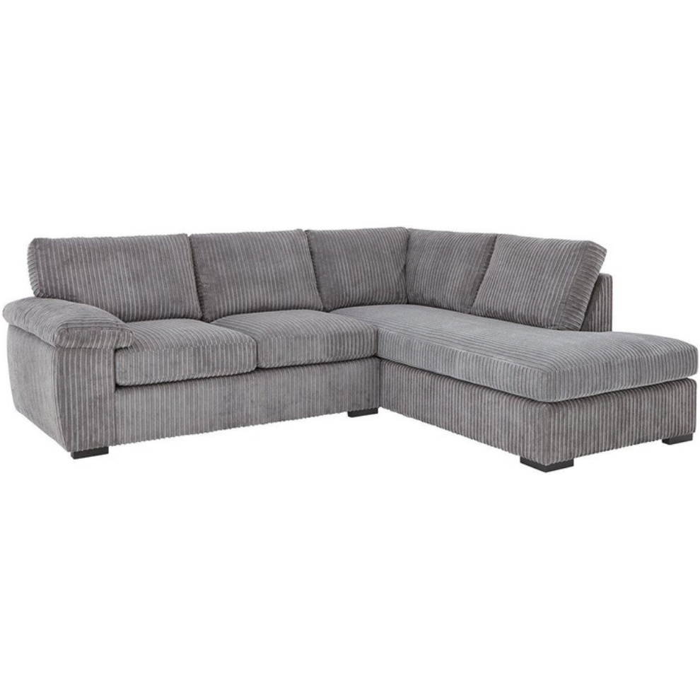 Amalfi Right Hand Standard Back Fabric Corner Chaise Sofa - Charcoal / A Grade