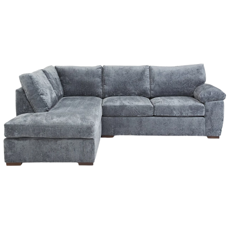 Salerno Standard Seater Fabric Left Hand Corner Chaise Sofa - Blue Grey / A Grade