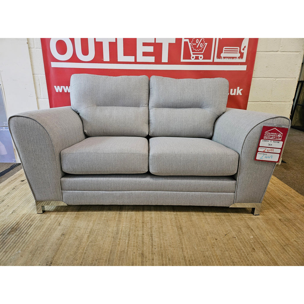 Lauren 2 Seater Fabric Sofa - Light Grey / A Grade